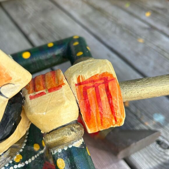 Vintage Set 4- Indian Handicraft Wooden Rajasthan Musicians Folk Art Statues - Picture 14 of 16